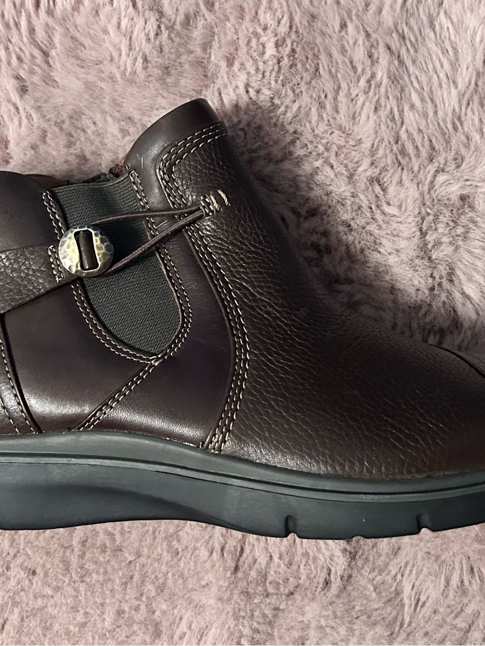 Clarks Brown Leather Ankle Booties with Side Buckle - Picture 6 of 6